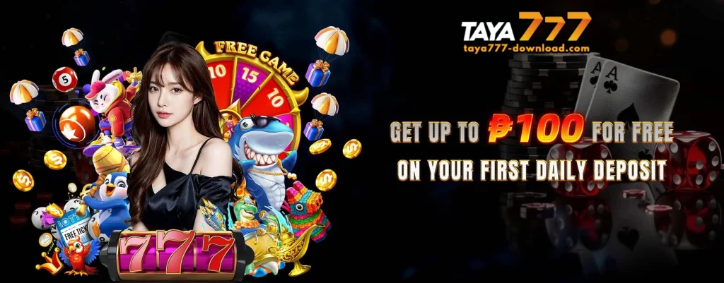 TAYA777 casino promotions banner showing exclusive bonus offers for login and register users